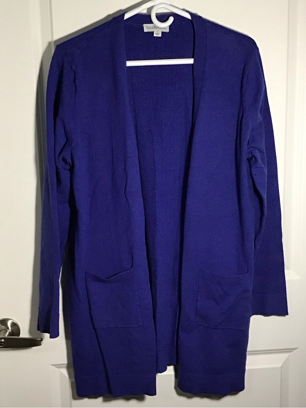 Kim Rogers Longline Open-Front Cardigan in Royal Blue L